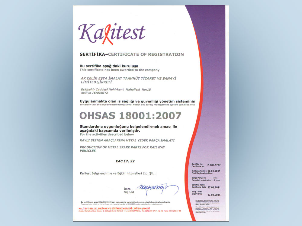 Kalitest OHSAS 1800:2007